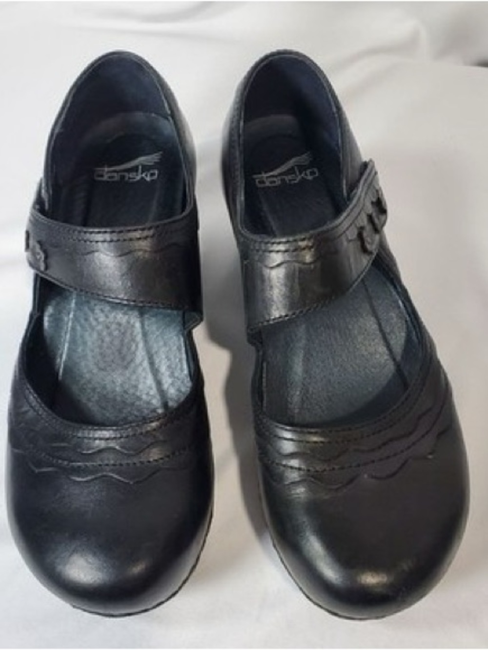 Dansko Black Leather Mary Jane Clogs